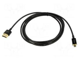 Cable | HDMI plug,micro HDMI plug | Len: 2m | black | 36AWG | Core: Cu