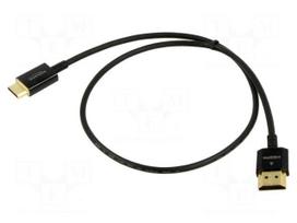 Cable | HDMI plug,mini HDMI plug | Len: 0.5m | black | 36AWG | Core: Cu