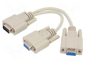 Splitter | D-Sub 9pin socket x2,D-Sub 9pin plug | 0.17m | grey