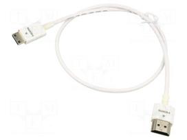 Cable | HDMI plug,mini HDMI plug | Len: 0.5m | white | 36AWG | Core: Cu