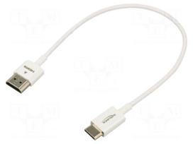 Cable | HDMI plug,mini HDMI plug | Len: 0.25m | white | 36AWG | Core: Cu