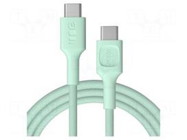 Cable | USB 2.0 | USB C plug,both sides | 2m | green | 480Mbps | textile