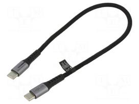 Cable | USB 2.0 | USB C plug,both sides | 0.3m | black | 480Mbps | 100W