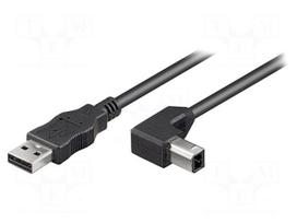 Cable | USB 2.0 | USB A plug,USB B angled plug | 5m | black | PVC
