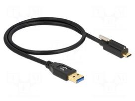 Cable | USB A plug,USB C plug | 0.5m | black | 24AWG,30AWG | 10Gbps