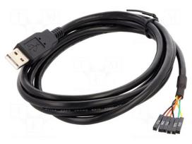 Cable | USB 2.0 | USB A plug,1pin pin header x6 | 1.8m | black | 26AWG