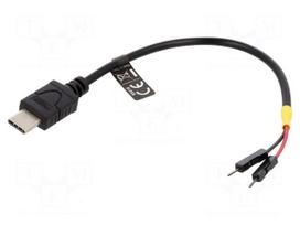 Cable | USB C plug,1pin pin header x2 | 0.1m | black | 22AWG