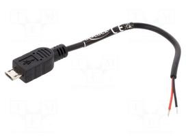 Cable | USB 2.0 | cables,USB B micro plug | 100mm | black | 22AWG