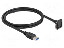 Cable | USB A plug,USB B micro plug 90° up/down | 1m | black | 5Gbps