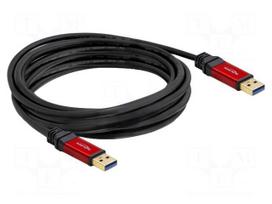 Cable | USB A plug,both sides | gold-plated | 5m | black | Cu | metal
