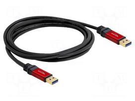 Cable | USB A plug,both sides | gold-plated | 3m | black | Cu | metal
