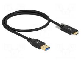 Cable | USB A plug,USB C plug | 0.5m | black | 24AWG,30AWG | 10Gbps
