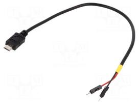 Cable | USB 2.0 | USB B micro plug,1pin pin header x2 | 0.2m | black