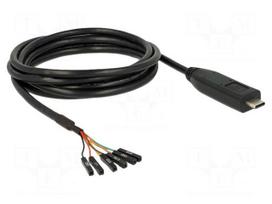 Cable | USB 2.0 | USB C plug,1pin pin header x6 | 2m | black | 26AWG