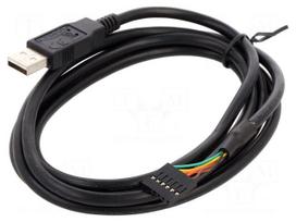 Cable | USB 2.0 | USB A plug,6pin pin header | 1.8m | black | 26AWG