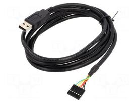 Cable | USB 2.0 | USB A plug,6pin pin header | 1.8m | black | 26AWG
