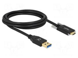 Cable | USB A plug,USB C plug | 2m | black | 24AWG,30AWG | 10Gbps
