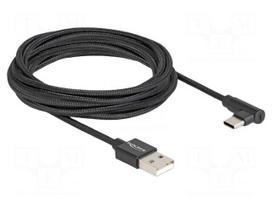 Cable | USB 2.0 | USB A plug,USB C plug 90° left/right | 3m | black