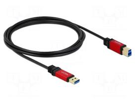 Cable | USB A plug,USB B plug | gold-plated | 2m | black | 24AWG,28AWG