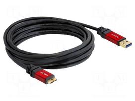 Cable | USB A plug,USB B micro plug | gold-plated | 5m | black | metal