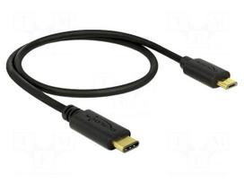 Cable | USB 2.0 | USB B micro plug,USB C plug | gold-plated | 0.5m