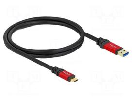 Cable | USB A plug,USB C plug | gold-plated | 1m | black | 24AWG,28AWG