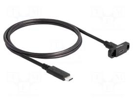 Cable | USB 3.2 Gen 2 | USB C socket,USB C plug | 1m | black | 10Gbps