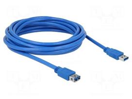 Cable | USB A socket,USB A plug | gold-plated | 5m | blue | Cu | 5Gbps