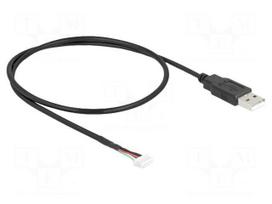 Cable | USB 2.0 | USB A plug,5pin pin header | 0.6m | black | 28AWG