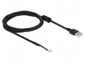 Cable | USB 2.0 | USB A plug,4pin pin header | 1.5m | black | 28AWG