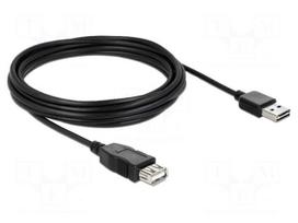 Cable | USB 2.0 | USB A socket,USB A plug double sided | 5m | black