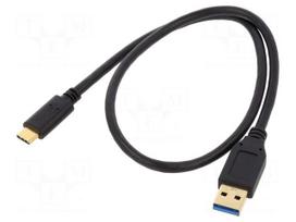 Cable | USB A plug,USB C plug | 0.5m | black | 22AWG,30AWG | 10Gbps