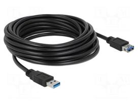 Cable | USB A socket,USB A plug | gold-plated | 5m | black | Cu | 5Gbps