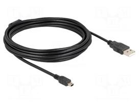 Cable | USB 2.0 | USB A plug,USB B mini plug | 5m | black | 480Mbps