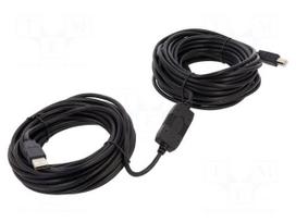 Cable | USB 2.0 | USB A plug,USB B plug | 20m | black | 22AWG,28AWG