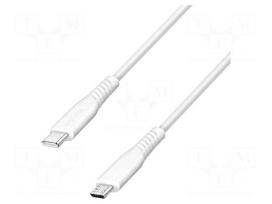 Cable | USB 2.0 | USB B micro plug,USB C plug | 1m | white | PVC | 12W