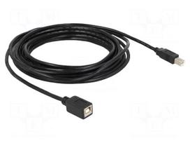 Cable | USB 2.0 | USB B socket,USB B plug | 5m | black | 24AWG,28AWG
