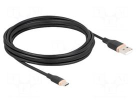 Cable | USB 2.0 | USB A plug,USB C plug | gold-plated | 4m | black