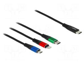 Cable | USB 2.0 | 0.3m | black | Cu,tinned | 22AWG | metal | textile | 5V | 3A