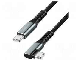 Cable | USB 3.2 Gen 2 | USB C plug,USB C angled plug | 0.5m | black