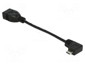 Cable | OTG,USB 2.0 | 0.11m | black | 24AWG,28AWG | Øcable: 4.7mm
