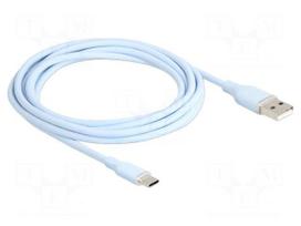 Cable | USB 2.0 | USB A plug,USB C plug | gold-plated | 2.5m | blue