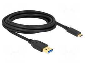 Cable | USB A plug,USB C plug | 3m | black | 22AWG,30AWG | 10Gbps