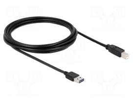 Cable | USB 2.0 | USB A plug double sided,USB B plug | 3m | black