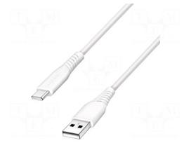 Cable | USB 2.0 | USB A plug,USB C plug | 0.5m | white | PVC | 480Mbps
