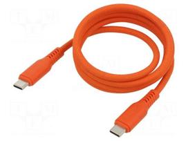 Cable | USB 2.0 | USB C plug,both sides | 1m | orange | textile | 100W