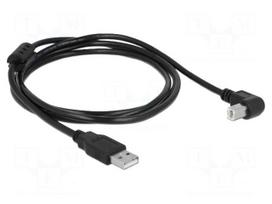 Cable | USB 2.0 | USB A plug,USB B plug 90° up/down | 1.5m | black