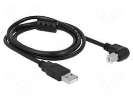 Cable | USB 2.0 | USB A plug,USB B plug 90° up/down | 1m | black