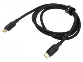 Cable | USB C plug,both sides | 1m | black | textile | 240W