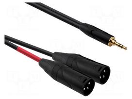 Cable | Jack 3.5mm plug,XLR male 3pin x2 | 1m | black | PVC